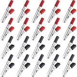Shappy 20 Pieces 50 mm Plastic Handle Metal Alligator Clips (Black and Red)