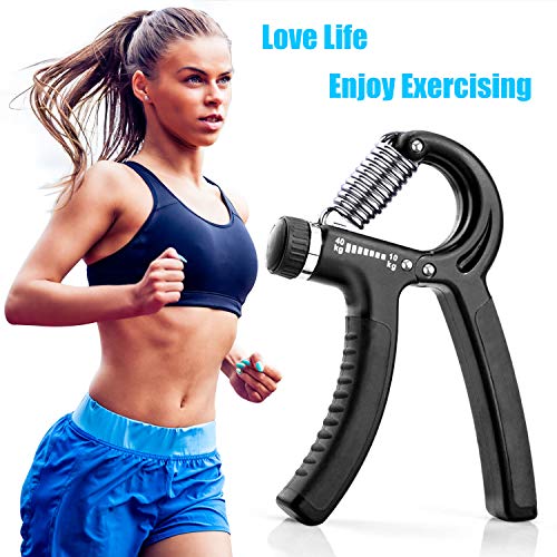 KOOLIFE Hand Grip Strengthener, Hand Workout strengthening Equipment,Grip Exercise Trainer, Hand Gripper Strengthen Exerciser with Adjustable Resistance Range 22 to 88 Lbs - Black