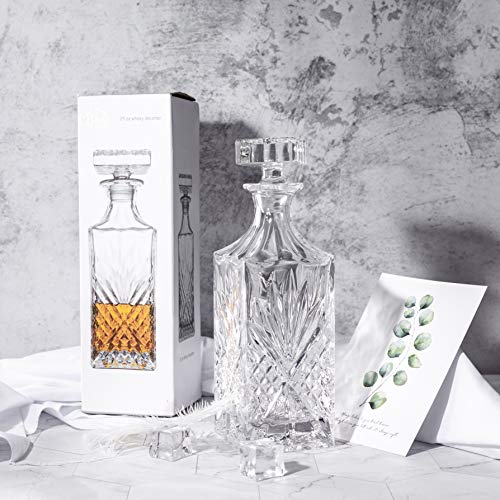 Lighten Life Whiskey Decanter- 25oz/750ml traditional Irish etched Decanter -For Whiskey, Scotch, Bourbon, Vodka, or Wine & Liquor