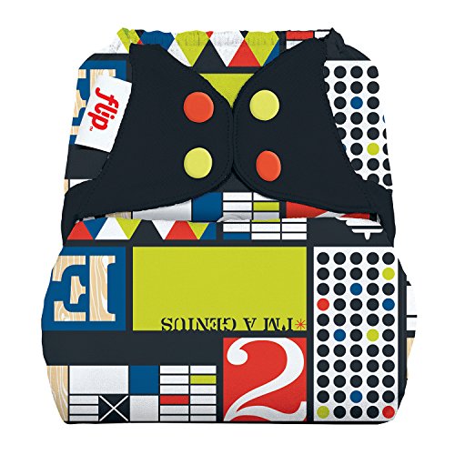 Limited Edition: Flip Hybrid Reusable Cloth Diaper Cover with Adjustable Snaps and Stretchy Tabs - Fits Babies from 8 to 35+ Pounds (Mid-Century)