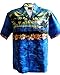 WinnieFashion [Sunset] Hawaiian in Hawaii Aloha Shirt in (100% Cotton) Blue (L)