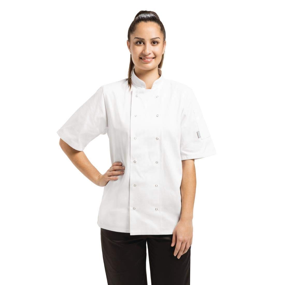 Whites Chefs Clothing Vegas Unisex Polycotton Chefs Jacket Short Sleeve, M / Med / Medium, White, Chest Size: 40-42 inch / 102-107 cm, Double Breasted, Machine Washable, A211-M