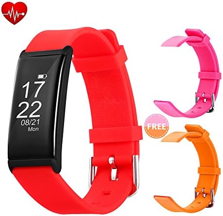 Nanlaohu Fitness Tracker, Waterproof Smart Bracelet, Heart Rate Blood Pressure Sleep Health Monitor, Bluetooth Connection Pedometer Wrist, Mobile Phone Compatible iOS or Android Sports Watch (red)