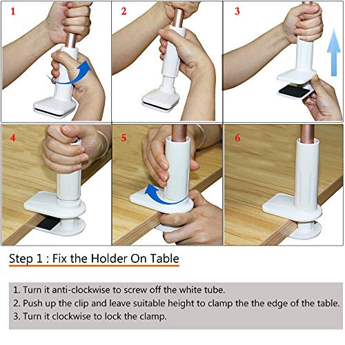 Pard Clamp Mount Hair Dryer Holder, 360 Degrees Rotation Adjustable Hands Free Dog Pet Cat Grooming Table Stand Holder, Silver