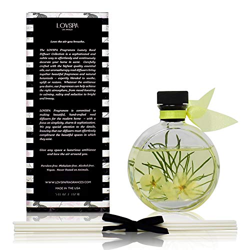 LOVSPA Lemon Zest Luxury Home Fragrance Diffuser Reeds Set | Intensely Clean, Summery Scent of Purifying Lemon Citrus with a Green, Grassy Twist. A Vivacious Scent with The Tangy Glow of Citrus