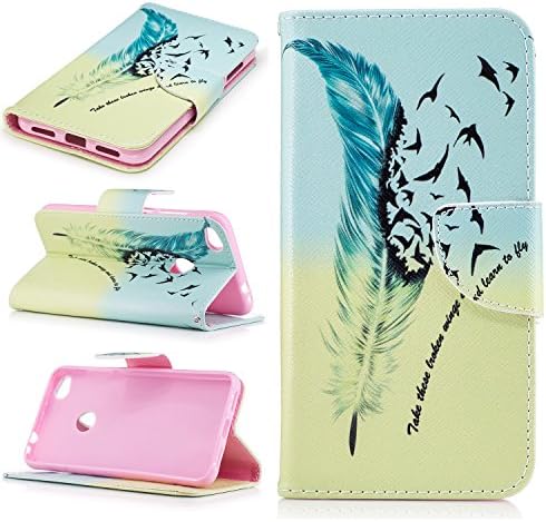 Huawei P8 Lite 2017/ Huawei Honor 8 Lite Case - Ticase Premium PU Leather Wallet Case [Stand Function] [Card Slots] Shockproof Case Flip Cover for Huawei P8 Lite 2017 - Feather