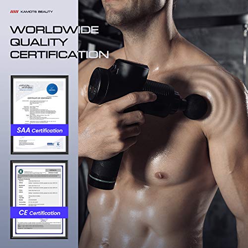 Massage Gun Deep Tissue,Muscle Massage Gun for Athlete with 12 Heads,Super Quiet Brushless Motor,Back Shoulder Leg Facial Gun,Handheld Percussion Massage Gun for Pain Relief (Black)