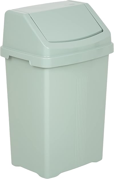 JMS We Create Smile 50 Litre Swing Top Plastic Bin Silver Sage