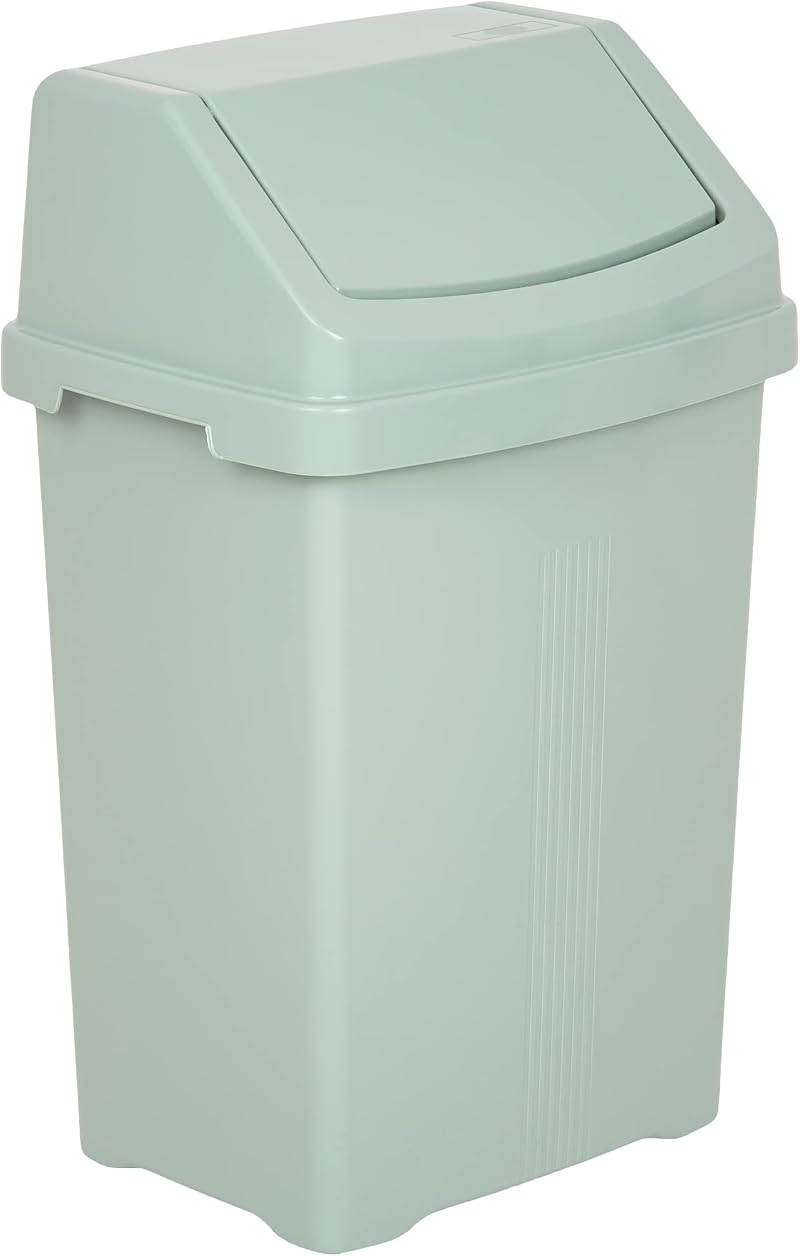 JMS We Create Smile 50 Litre Swing Top Plastic Bin Silver Sage