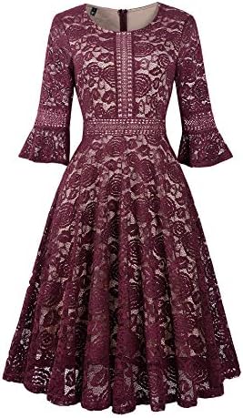 TwinkladyWomen Wedding Dress Lace Bridesmaid Vintage Formal Cocktail Party Swing Dresses