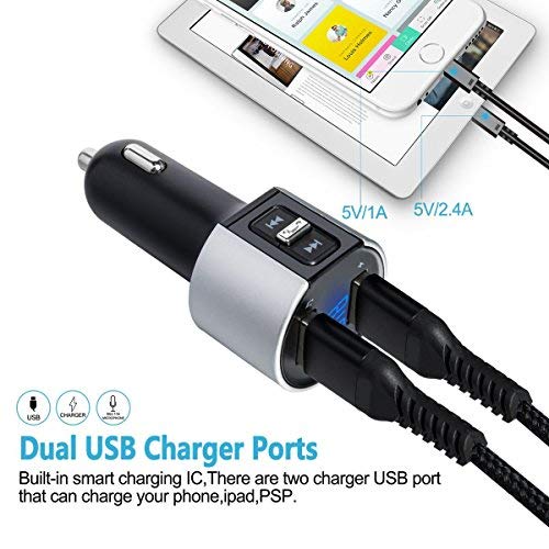 Car Bluetooth FM Transmitter,Bluetooth Hands Free Car Kit,Wireless in