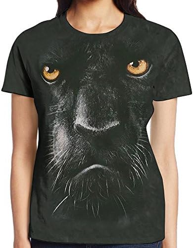 Women's Summer Street Tops Black Panther Face Printed Funny Juniors T Shirt Short Polyester Sleeve Tees With Breathable Soft For Summer Beach