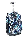 Tilami Anti-wear Compressive Roller Book Bag Luggage Backpack with Wheels Oversized Load 18 Inch for Laptop (Deep Sea)