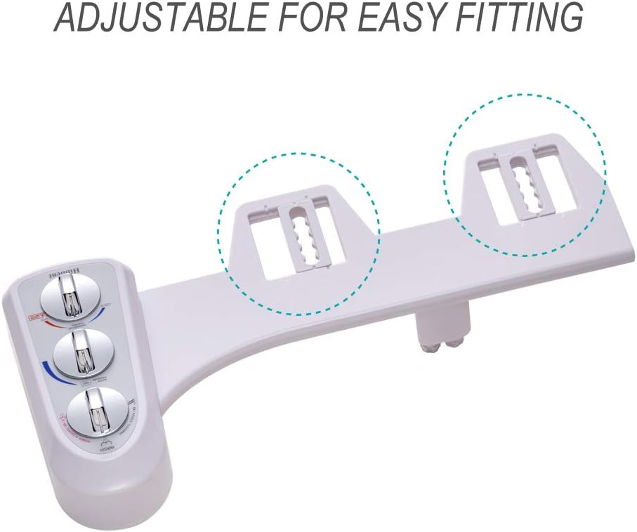 Hibbent Bidet Seat with Separated Self Clean Knob-Dual Nozzles for Rear& Feminine Cleaning-No Electricity Bidet Toilet Seat Sleek Design-ON/OFF Metal T Adapter Included (Elongated-SC206): Health & Personal Care