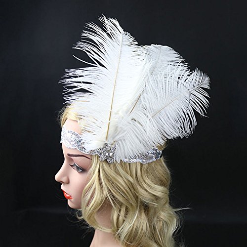 DJHbuy Wedding Cocktail Party Feather Sequins Headband 1920s Gatsby Flapper Hairband - Image 2