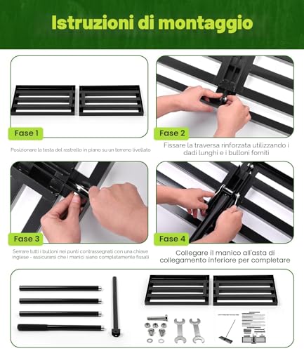 Leveling Rake Lawn Leveler Rake 204 x 76 x 25 cm Lawn Leveler Rake 2 in 1 Heavy Rake for Spreading Soil and Sand Rust Proof Finish for Garden