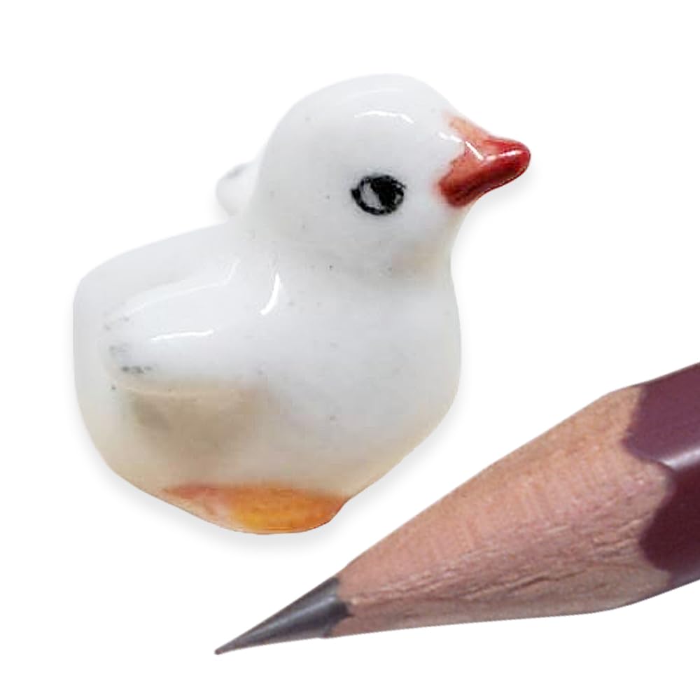 Photo 1 of WitnyStore ½ Inch White Look Up Chick Chicken Hen Rooster Figurine - Hand Made Ceramic Poultry Birds Fowls Porcelain Decorative Collectible Figures Décor Gifts for Adult Collectors