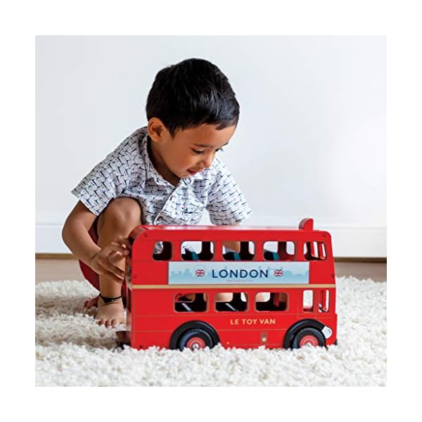Le Toy Van TV469 Cars & Construction Double Decker Wooden Role Play Suitable for Girls and Boys Toys, London Bus