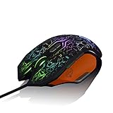 Ajazz GT RGB Backlit Wired Mouse, 9 Programmable Buttons Ergonomic Gaming Mice for Office Games and Daily Use, Black