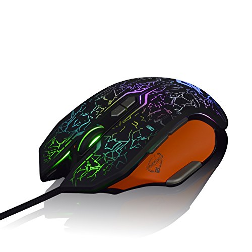 Ajazz GT RGB Backlit Gaming Mouse, 4000 DPI 9 Buttons Ergonomic Wired Programmable Mice, Black
