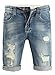 P2U Men's Jean Shorts Slim Fit Ripped Straight Denim Shorts