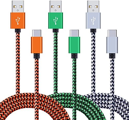 USB-C Cable, (3Pack) 6-Ft Niniber Long Nylon Braided Type-C Fast Charging Cord For Samsung Galaxy S8, Google Pixel, New MacBook, Nexus 6P/5X, LG G5/V20, Moto, Nokia and more
