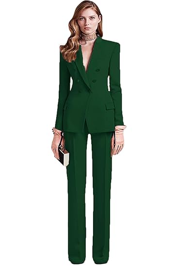 green trouser suit