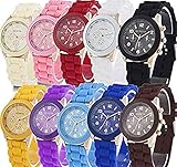 Yunanwa Wholesale Lot of 10 Pack Assorted Silicone Watch Women Men Unisex Jelly Watches (10pcs-6886)