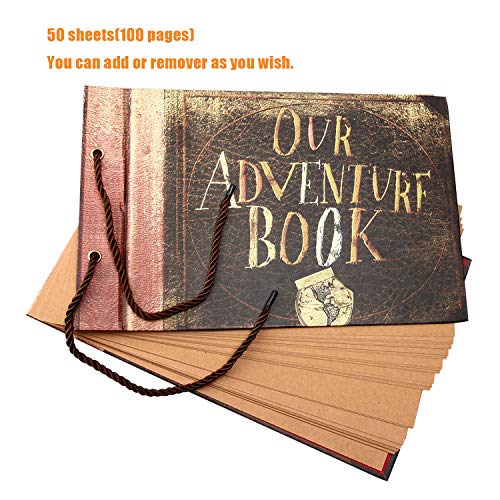 Our Adventure Book,WERTIOO Photo Album Scrapbook DIY Handmade Album Scrap book 11.6x7.5 Inch 100 Pages With DIY Accessories Kit
