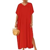 Kaftan Dresses for Women Moomoo V Neck Caftans Beach Cover Ups Maxi Dress | CHICGAL kaftan dresses for women, plus size mumu, V neck caftans, long beach cover ups, casual moo moo house maxi dress