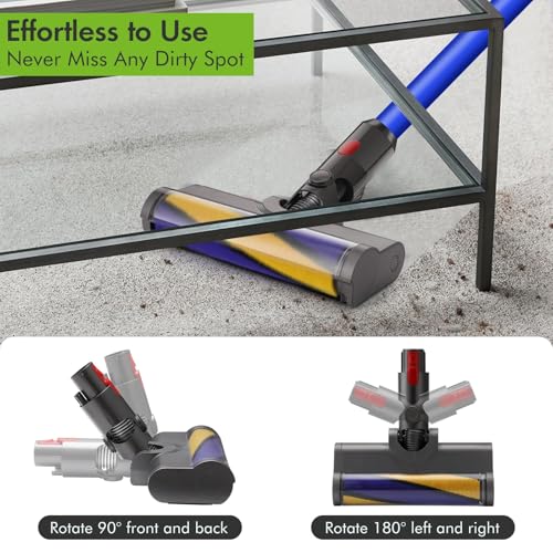 LBOYLOVE® Quick-Release Hardwood Floor Brush Head with Dust Detection Light for Dyson V7 V8 V10 V11 V15 Vacuum Cleaner, Soft Roller Clean Head Attachment with Dust LED Light for Hard Floor