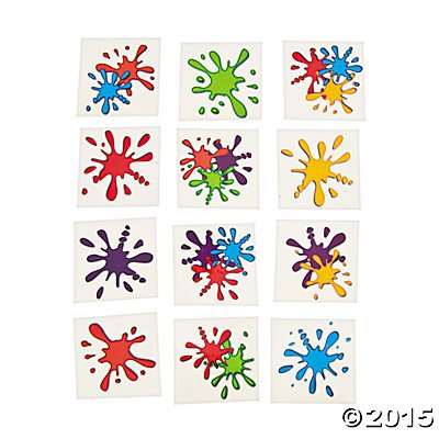 Artist Party Paint Splash Tattoos - 72 pc