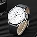 Men Quartz Watches Sports Chronograph Waterproof Genuine Leather Band Business Wristwatch … (white)