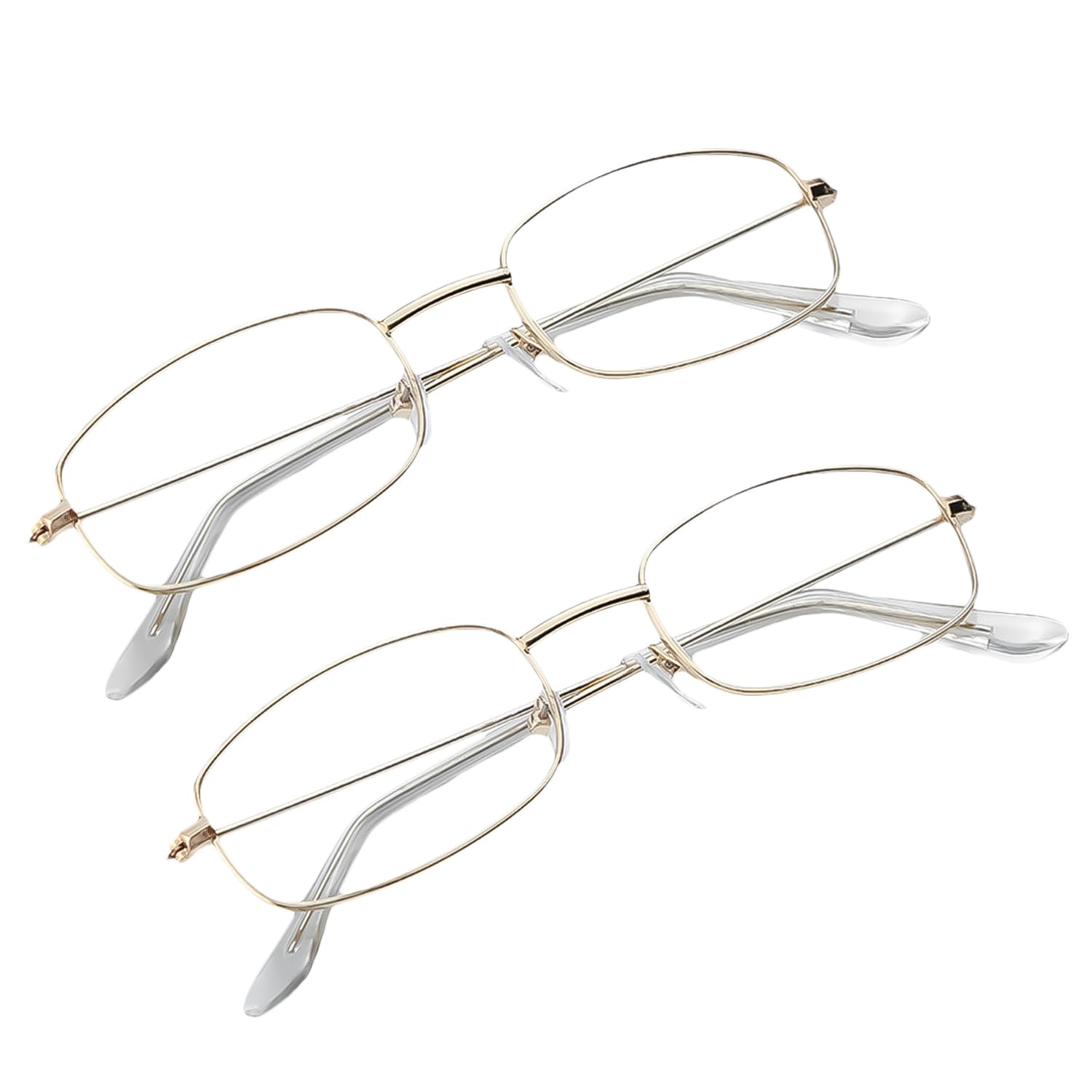 AOVNA 2pcs Christmas Santa Glasses Square Gold Old Man Costume Glasses Gold Santa Eyeglasses Rimmed Santa Costume Glasses For Men Women