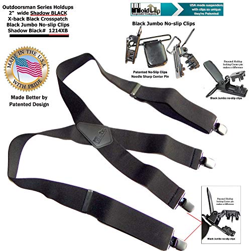Holdup 2" Wide Outdoorsman Series Shadow Black Suspenders for Men with Patented "No-Slip" Metal Clips - Thumbnail 5