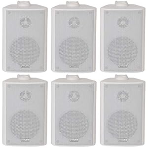 6x (3 paar) – 60W 2 Way White Wall Mounted Stereo Speakers & Brackets – 3″ 8Ohm – Mini Compact Achtergrond Muziek Loudspeakers Voor HiFi Surround Sound & Streaming