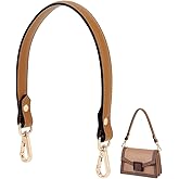 PH PandaHall 18 Inch Genuine Leather Bag Strap, Short Purse Strap Leather Underarm Bag Strap Handle Camel Replacement Handbag Strap with Golden Buckles for Women DIY Handbag Shoulder Bags