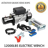 12000lbs 12V Electric Recovery Winch with Wireless Remote Towing fit for Truck SUV ATV Trailers