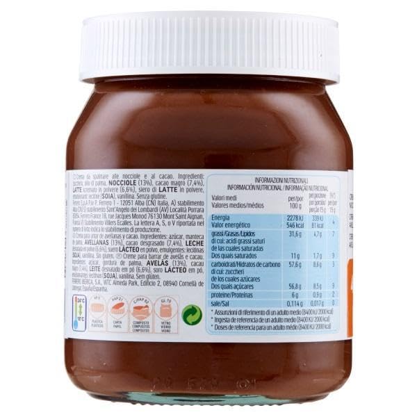 Nutella Hazelnut Spread with Cocoa, Creamy Hazelnut Spread, Breakfast Favorite, 13 oz Jar