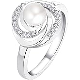 FATACI Women 925 Sterling Silver Pearl Ring for Women Wedding Engagement promise rings