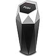 DNA MOTORING Mini Car Auto Trash Can with Removable Lid, Leakproof Mini Garbage Bin for Automotive Home Office,Black/Silver,ZTL-OD-01-SL