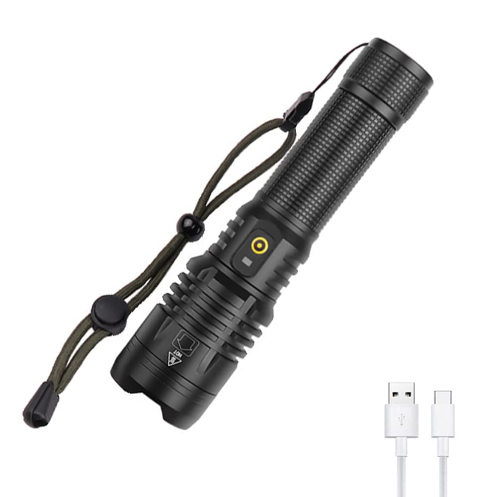 WESLITE 7000 Lumens LED Torch Rechargeable, XHP70.2 Powerful Torches LED Super Bright High Lumens Handheld Flashlight Zoomable Tactical Torch 5 Modes for Camping Fishing Hiking(Battery Included)