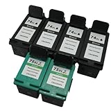6 Pack. Refurbished Cartridges for HP 74XL and HP 75XL. Includes 4ea HP 74XL + 2ea HP 75XL.