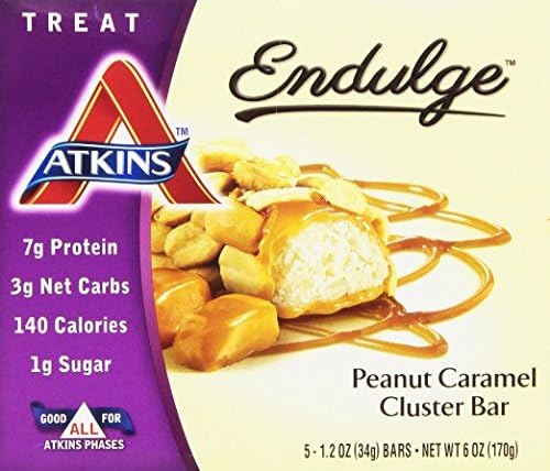 (2 Pack) Atkins Endulge Bar, Peanut Caramel Cluster Bars, (5) 1.2 oz. Bars ea.