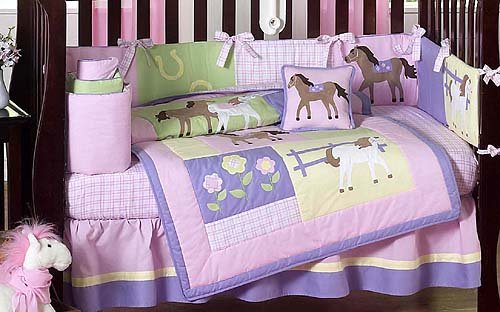 baby girl horse crib bedding
