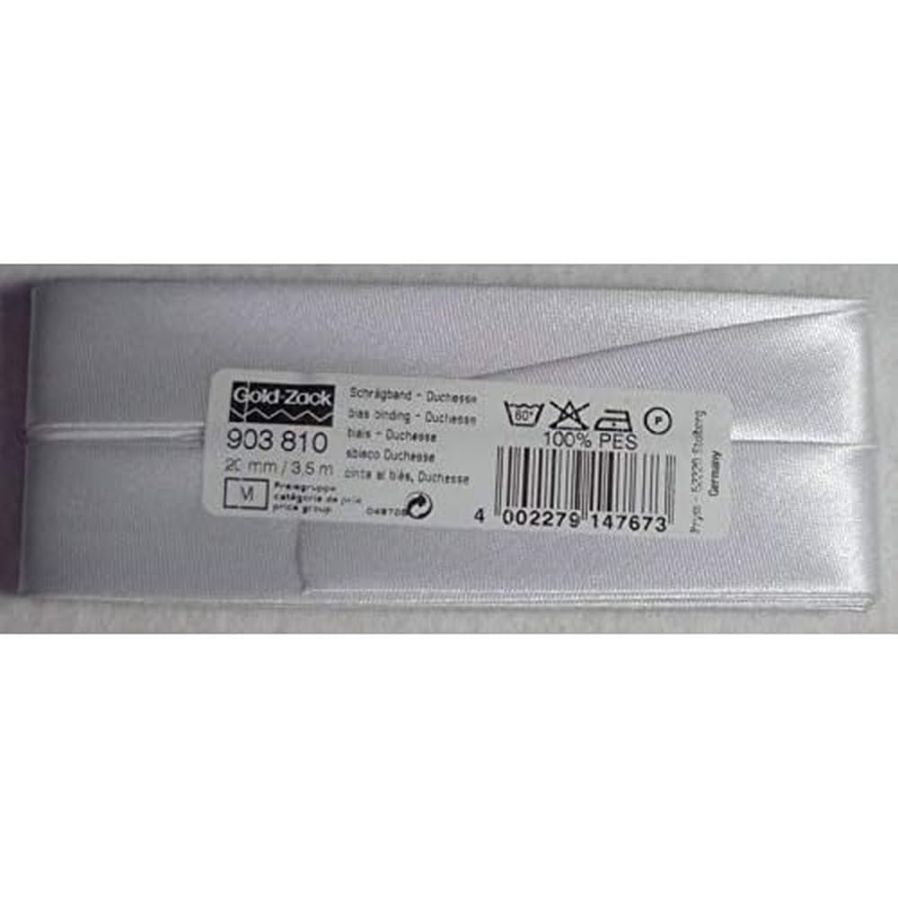 Prym Duchesse Bias Binding White, 100% Polyester, 20 mm Falzung: 40/20 mm