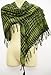 Kuldip Unisex Chequered Arab Arafat Shemagh Kafiyah Desert Style Scarf Throw - Black/Pistacio Green