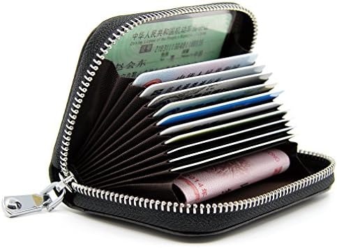 Credit Card Holder Genuine Leather Wallet Women Men Zipper Business Card Holder Mini Slim Case Protector Purse Male female