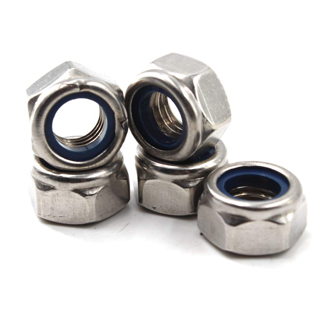 M18 Nylon Insert Lock Nut 304 Stainless Steel Nylon Hex Nut (Pack of 5)