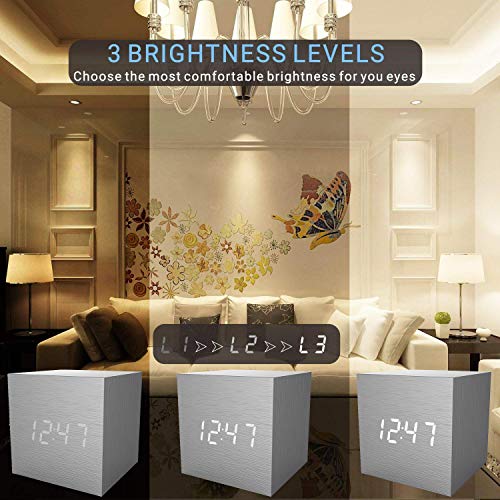 image for Digital Alarm Clock, Micar LED Light Mini Modern Cube Desk Alarm Clock